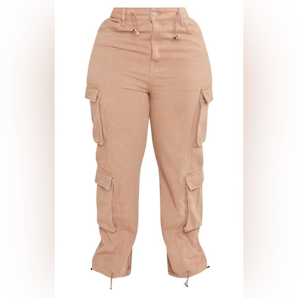 PLT Plus Washed Brown Cargo Toggle Hem Jeans - Picture 5 of 5